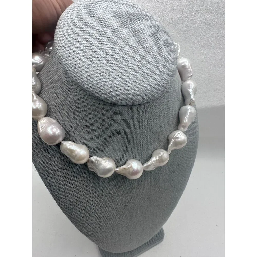 White Big Baroque Freshwater Pearl 3-Strand Bundle for DIY